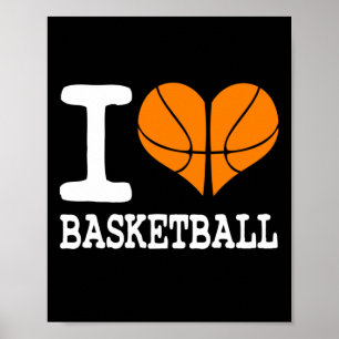 Affiche I Love Basketball Ball Sports Athlétisme Lover Cad