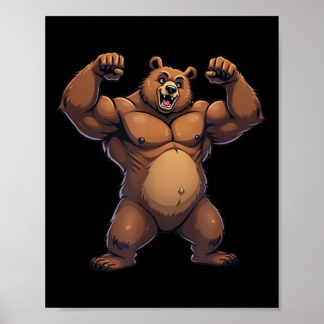 Affiche I Love Bear Funny Gay Daddy Lgbtq Pride Cartoon St (Devant)