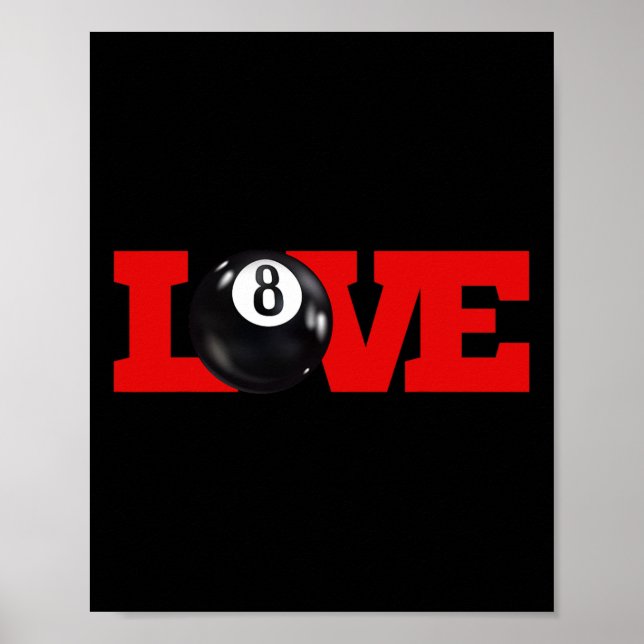 Affiche I Love Billiards 8 Ball Pool Player Carom Français (Devant)