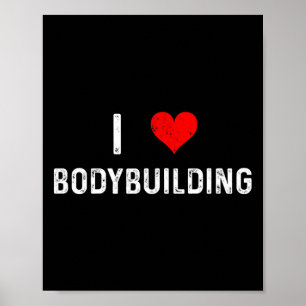 Affiche I Love Bodybuilding - Coeur - Entraînement Gym Bod