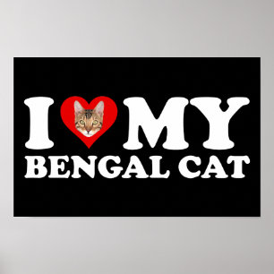 Affiche I Love (Coeur) My Bengal Cat