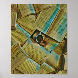 Affiche I love coffee and books