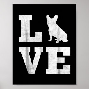Affiche I Love French Bulldog Français Amoureux des chiens