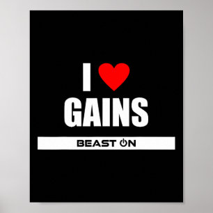 Affiche I Love Gains Bodybuilding Gainz Gym Fitness Traini