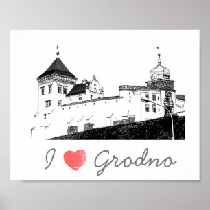 Affiche I Love Grodno Belarus Architecture Château