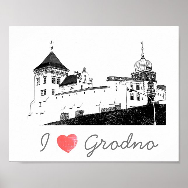 Affiche I Love Grodno Belarus Architecture Château (Devant)