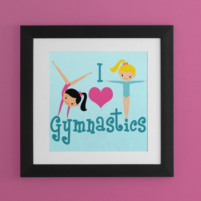 Affiche I Love Gymnastique mignonne Gymnaste (Créateur téléchargé)