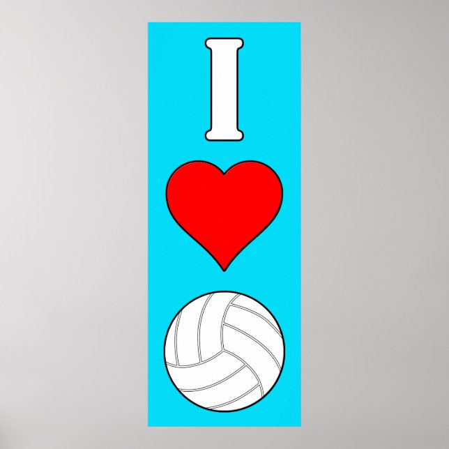 Affiche I Love/Heart Volleyball N'importe quelle couleur P (Devant)