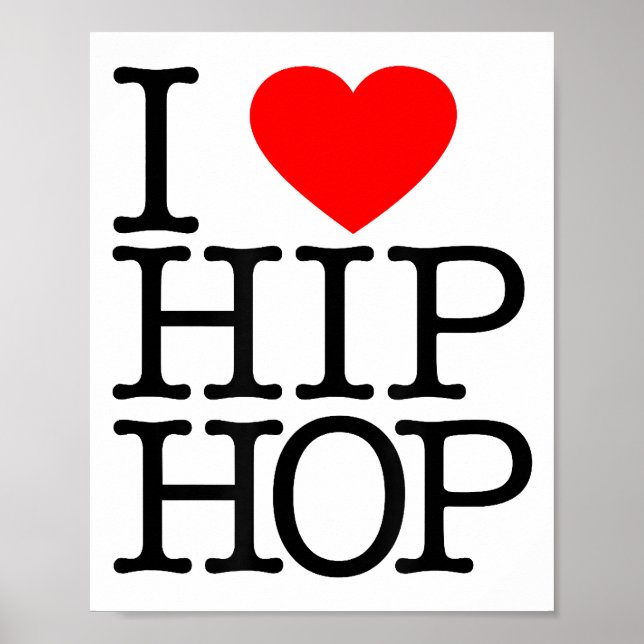 Affiche I Love Hip hop (Coeur) - Rap et Hip hop Fan (Devant)