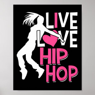 Affiche I Love Hip hop Dance - Coeur Rose et Hip hop Danc