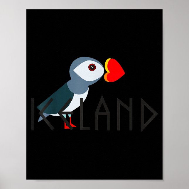 Affiche I Love Iceland Puffin Icelandic Gift  (Devant)