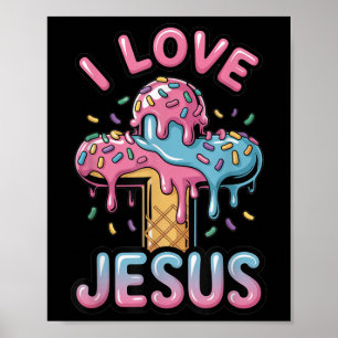Affiche I Love Jesus Kids Christian Ice Cream Drip Boys Gi