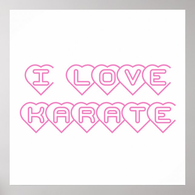 Affiche I Love Karate Pink Hearts (Devant)