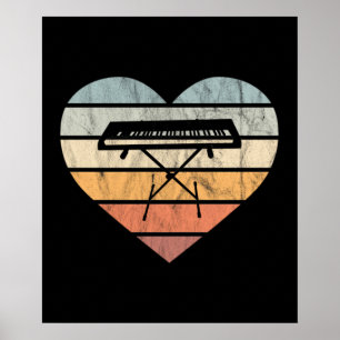 Affiche I Love Keyboard and Synthie Retro Heart