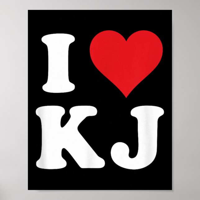 Affiche I Love Kj Initials I Heart K.j. Prénom K (Devant)