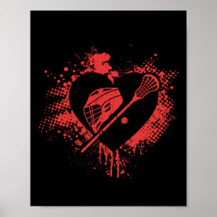 Affiche I Love Lacrosse Drôle Lacrosse Joueur Valentine's
