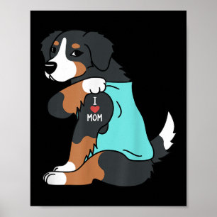 Affiche I Love Maman Tattoo Bernese Mountain Dog Funny Mot