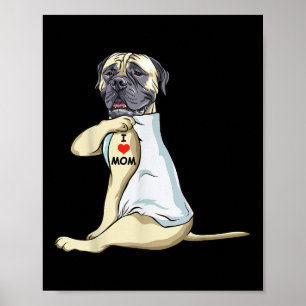Affiche I Love Maman Tattoo Français Mastiff Maman Amoureu