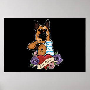Affiche I Love Maman Tattoo I German Shepherd Maman