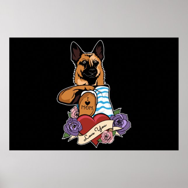 Affiche I Love Maman Tattoo I German Shepherd Maman (Devant)