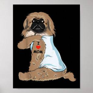 Affiche I Love Maman Tattoo Pekingese Maman Amoureux des c