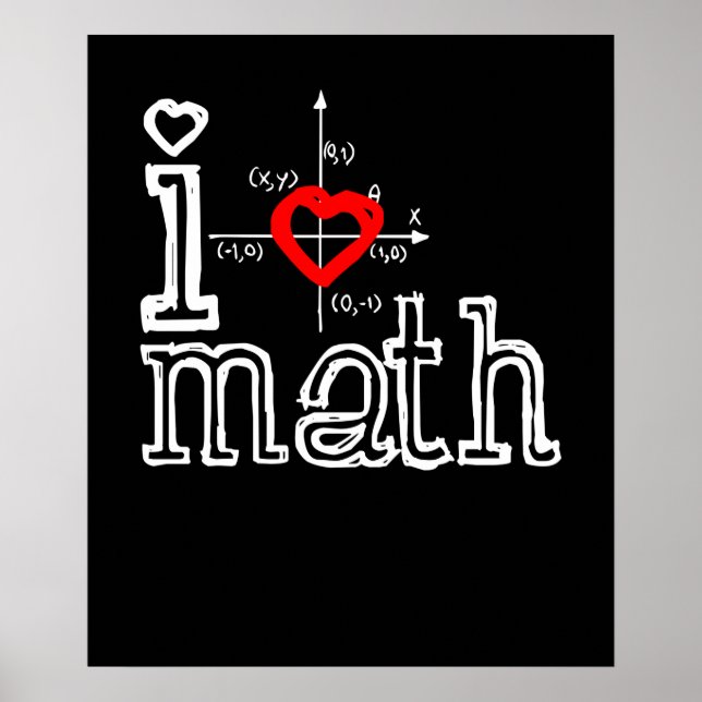 Affiche I Love Math I Heart Math Mathématiques (Devant)