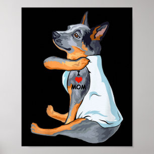 Affiche I Love Mom Tattoo Australian Cattle Mom Amoureux d