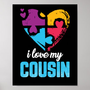 Affiche I Love My Cousin Love Heart Sensibilisation sur l'