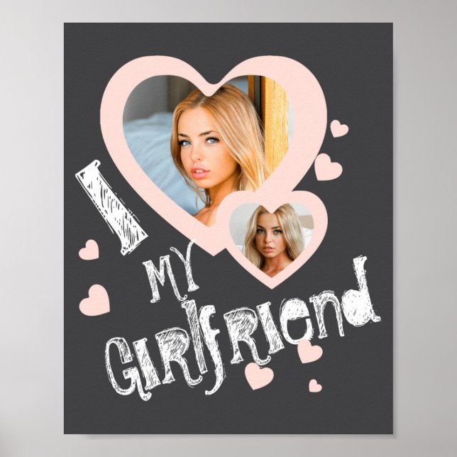 Affiche I Love My Girlfriend Chalkboard Doodles Black Cute (Devant)