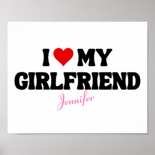 Affiche I Love My Girlfriend Coeur Romantique Nom personna