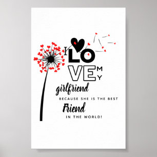Affiche I Love My Girlfriend Custom Best Friend Cadeau