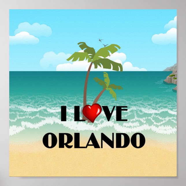 Affiche I Love Orlando, design tropical, (Devant)
