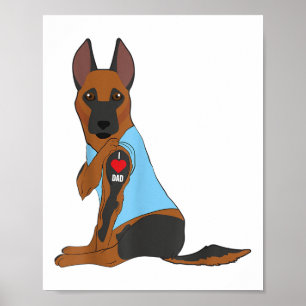 Affiche I Love Papa - Chien Coeur Tattoo Belge Malinois El