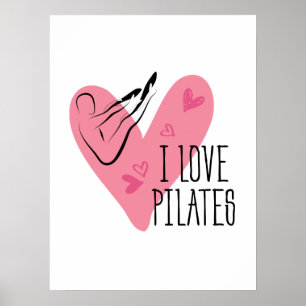 Affiche I LOVE PILATES Pilates Pose sur baril