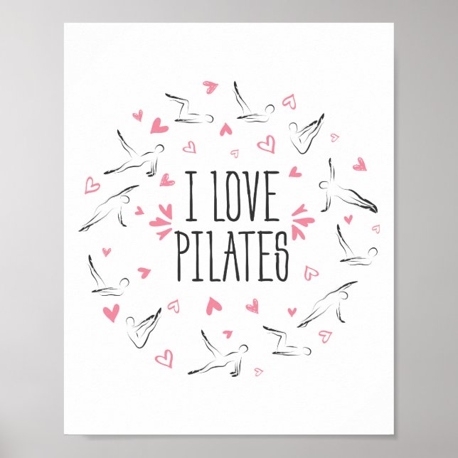 Affiche I LOVE PILATES Pilates Poses en forme de cercle (Devant)