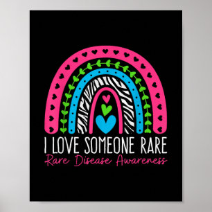 Affiche I Love Quelqu'Un Rare Zebra Rainbow - Rare Disease