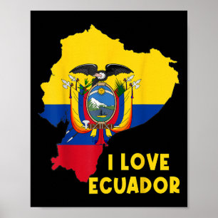 Affiche I Love Quito Hello Ecuador Carte Drapeau Fière Ecu