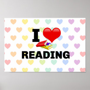Affiche I Love Reading, design coloré