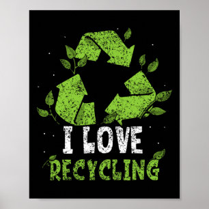 Affiche I Love Recyclage Jour des terres de déchets enviro