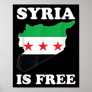 Affiche I Love Syria Is Free Syrian Map Nouveau drapeau sy