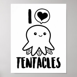 Affiche I Love Tentacles T-shirt Cute Octopus Tee