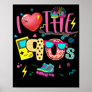 Affiche I Love The 90s Party Outfit 90er Retro
