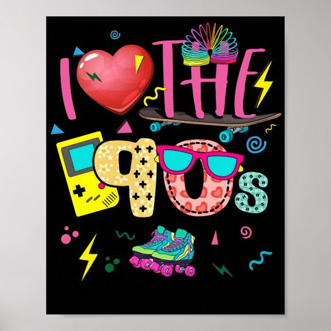 Affiche I Love The 90s Party Outfit 90er Retro (Devant)