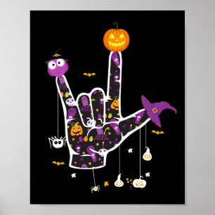 Affiche I Love You Asl Halloween Langue des signes Hallowe