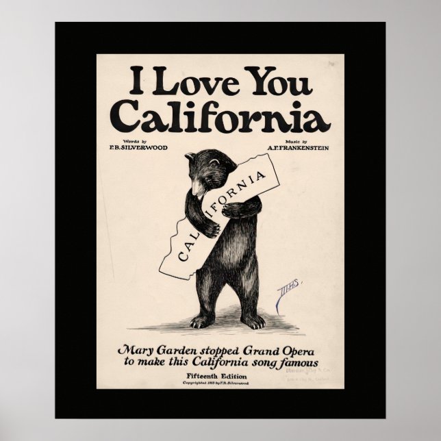 Affiche I Love You California Bear (Devant)