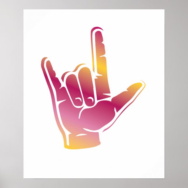 Affiche I Love You Sign deaf culture Fierté surdité (Devant)