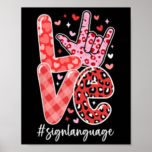 Affiche I Love You Sign Language Asl Valentine's Day Deaf