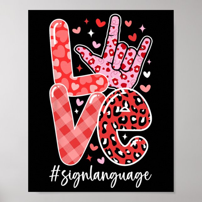 Affiche I Love You Sign Language Asl Valentine's Day Deaf (Devant)