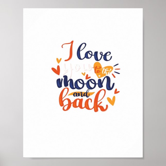 Affiche I Love You To The Moon And Back Modern Romantic De (Devant)