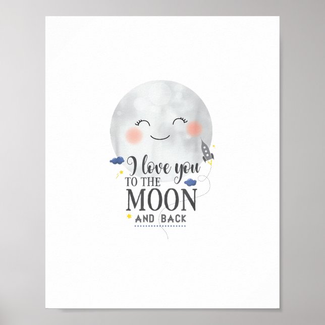 Affiche I Love You To The Moon And Back Sincere Modern Sty (Devant)